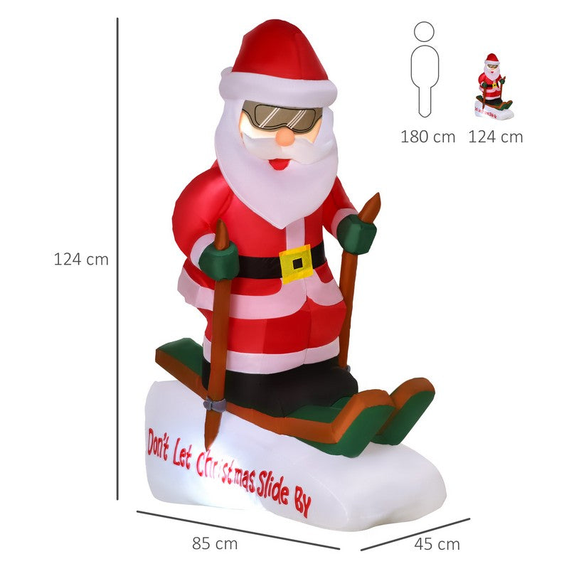 4ft Christmas Inflatable Decoration with Santa Claus Skiing for Party Holiday
