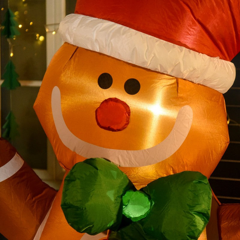 Homcom 1.8m LED Polyester Outdoor Christmas Inflatable Gingerbread Man