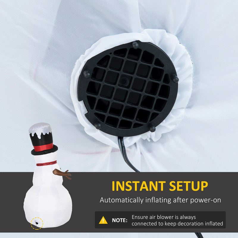 8ft Inflatable Christmas Snowman with Black Hat and Red Scotch Scarf