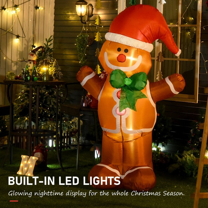 Homcom 1.8m LED Polyester Outdoor Christmas Inflatable Gingerbread Man