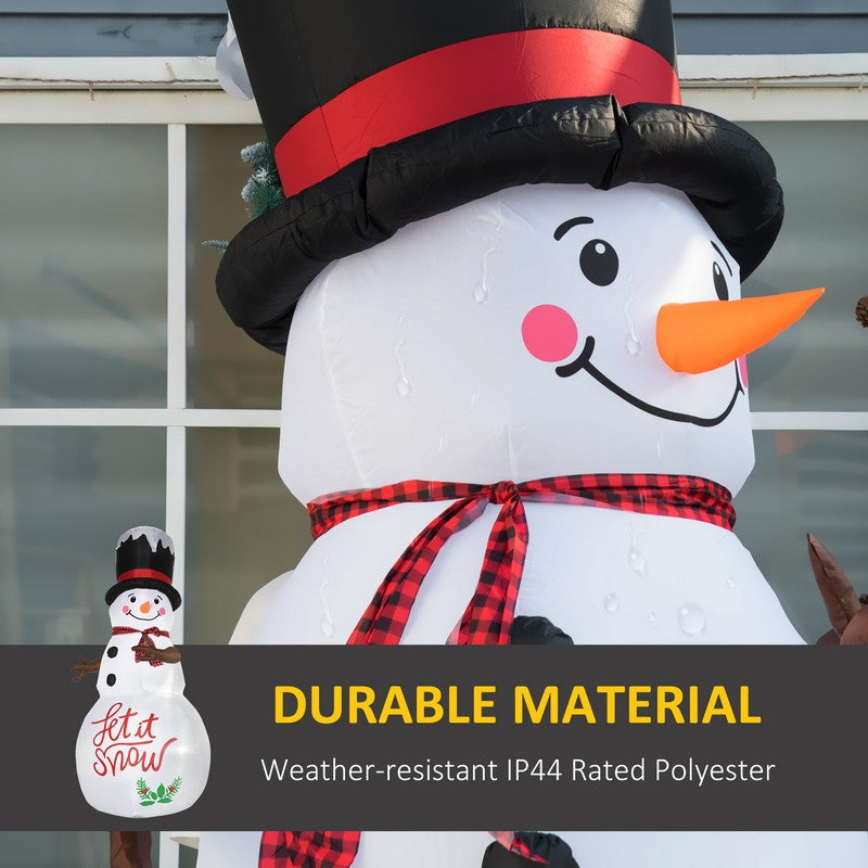 8ft Inflatable Christmas Snowman with Black Hat and Red Scotch Scarf