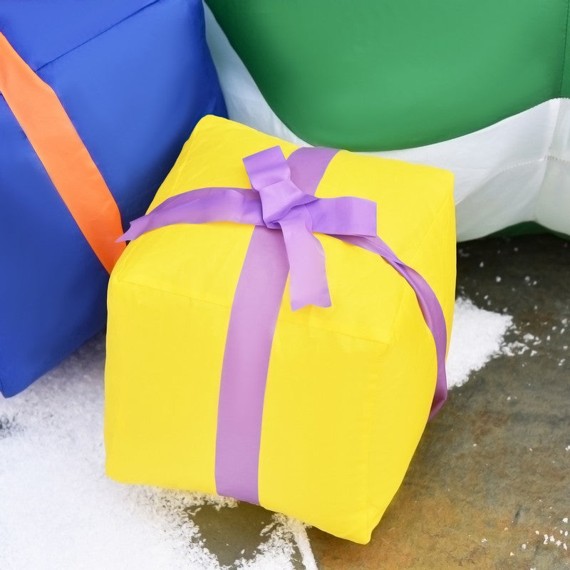 Homcom 6ft Tall Inflatable Christmas Tree with Star and Multicolour Gift Boxes Huge Lighted Outdoor Decoration with 3 Built-in LED Lights Xmas Inflatables Toy in Yard Lawn Garden