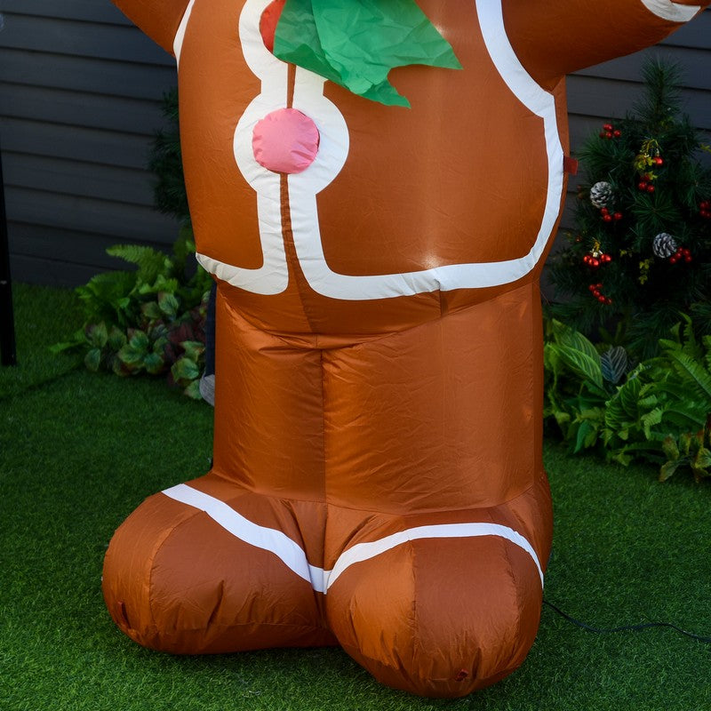 Homcom 1.8m LED Polyester Outdoor Christmas Inflatable Gingerbread Man
