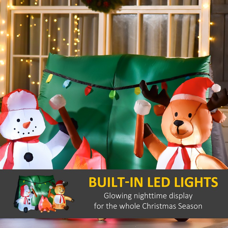 3.5FT Christmas Inflatable Snowman with Deer Outdoor Home Garden Decoration